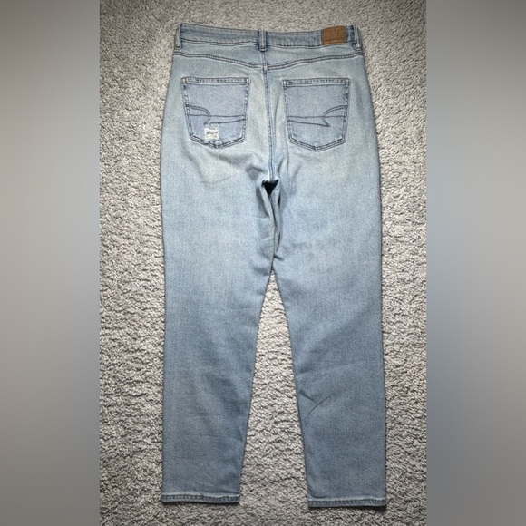 American Eagle Jeans Womens 12 Long Mom Jean Light Wash High Rise Stretch Casual - Picture 5 of 8